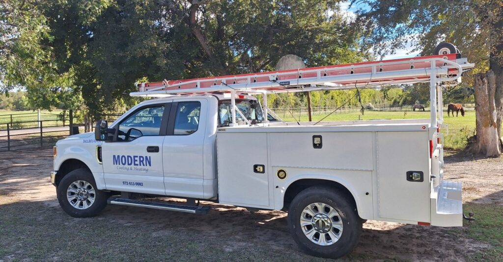 modern truck in front yard 2